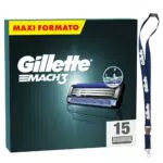 Gillette Mach3 Base 15 Lamette Barba Di Ricambio a 3 Lame Per Rasoio Barba Gillette Mach 3
