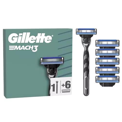 Gillette Mach3 Rasoio Regolabarba con Lame a Rincorsa e Gel Lubrificante