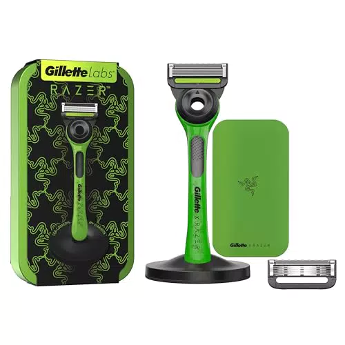 GilletteLabs Rasoio Uomo con Base Magnetica e Barra Elimina Impurità