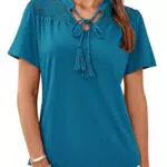 Grace Karin Top da donna in pizzo con scollo a V e maniche corte per ogni occasione