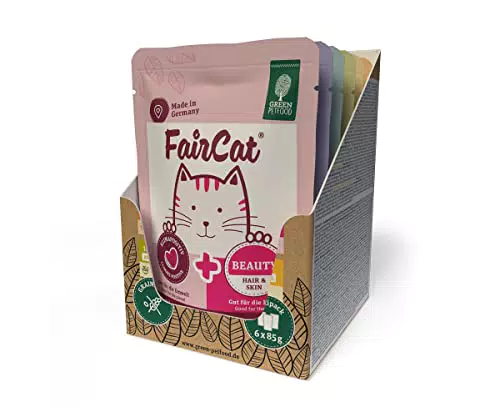 Green Petfood FairCat Beauty - Cibo per gatti senza cereali con pollo e salmone