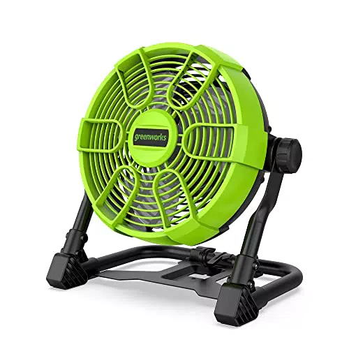 Greenworks G24FAN Ventilatore Ibrido a Batteria, 5 Velocità, Rotazione 360°