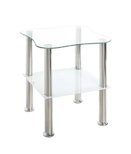 HAKU Möbel Tavolino acciaio inox, bianco, Acciaio inox