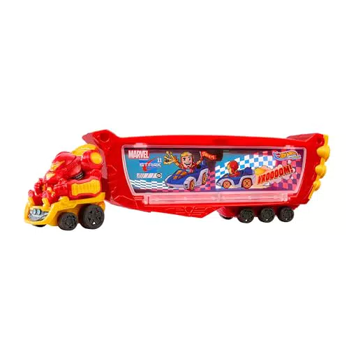Hot Wheels RacerVerse - Trasportatore Hulkbuster, veicolo per trasportare fino a 10 macchinine