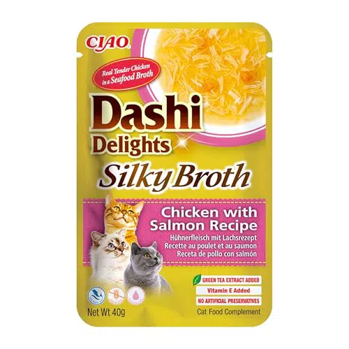 Inaba Dashi Delights - Brodo di Pollo con Salmone per Gatti, Snack Naturale