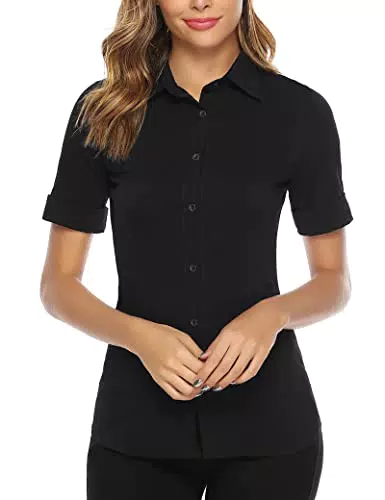 Irevial Camicia Elegante Donna Maniche Corte Casual Estiva a Bottoni
