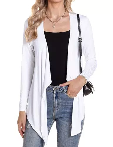 Irevial Cardigan Aperto Leggero in Maglia a Maniche Lunghe per Primavera e Autunno