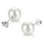 JeweBella Orecchini Perle per Donna Ragazze Argento Sterling 925 Anallergici Bianche Eleganti Orecchini a Lobo con Perle 5mm/8mm/10mm/12mm