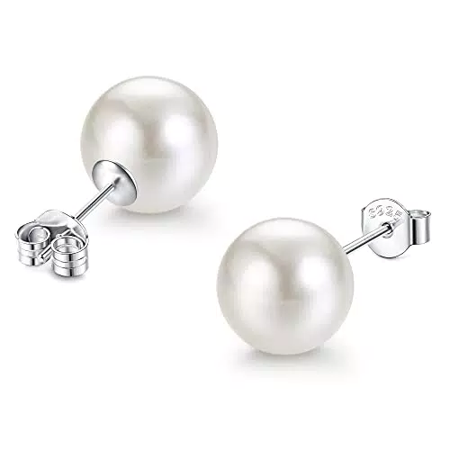 JeweBella Orecchini Perle per Donna Ragazze Argento Sterling 925 Anallergici Bianche Eleganti Orecchini a Lobo con Perle 5mm/8mm/10mm/12mm