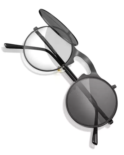 JEXOWIQ Occhiali da sole steampunk flip up unisex con protezione UV
