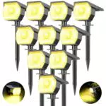 kolpop 10Pcs Faretti Solari LED da Esterno, 3 Modalità IP67 Impermeabile Lampade Solari da Giardino