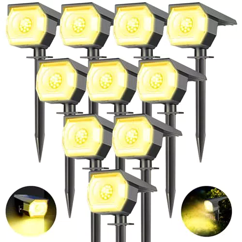 kolpop 10Pcs Faretti Solari LED da Esterno, 3 Modalità IP67 Impermeabile Lampade Solari da Giardino