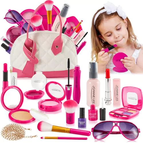 LINFUN KIDS Set Trucchi Giocattolo Bambina Finti, Trousse Trucchi Bambina Borsetta per Bambine con Accessori e Trucchi Giocattolo Bambine Regalo 3 4 5 6 Anni