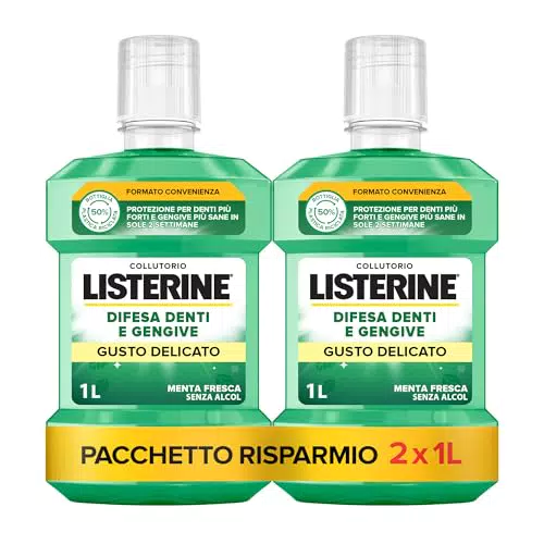 LISTERINE Collutorio Difesa Denti e Gengive, 0% Alcol, Igiene Orale Delicata