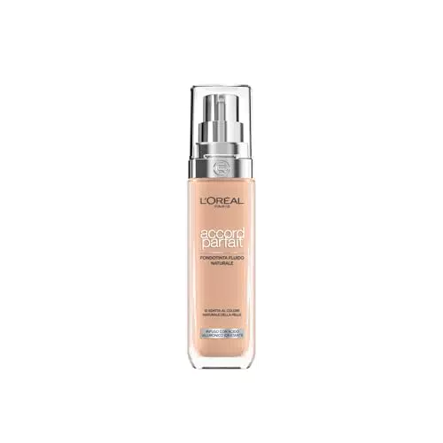 L'Oréal Paris Fondotinta Liquido, Finish Naturale, Formula con Acido Ialuronico