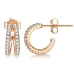 Lydreewam Orecchini Mezzo Cerchio Argento 925 con Zirconi 3A per Donna e Ragazza