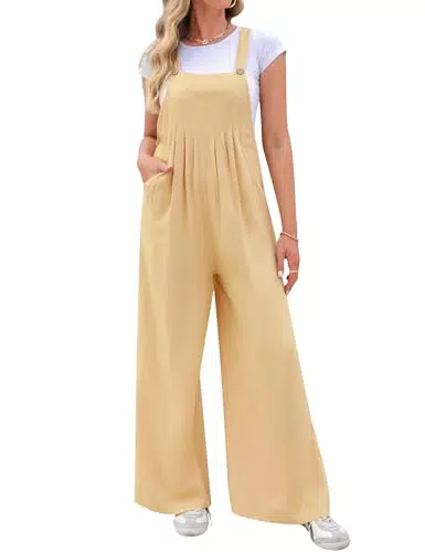 Migcaput Salopette Estiva Donna Casual Oversize in Cotone e Lino senza Maniche