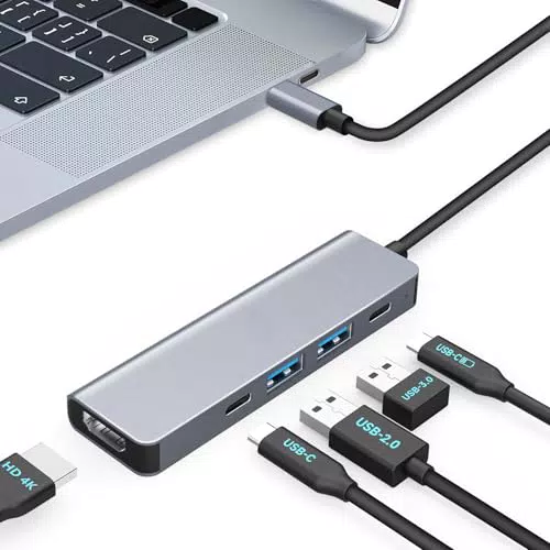 Moman Hub USB C 5 in 1 - Adattatore Multiporta con 100W PD e HDMI 4K@30Hz