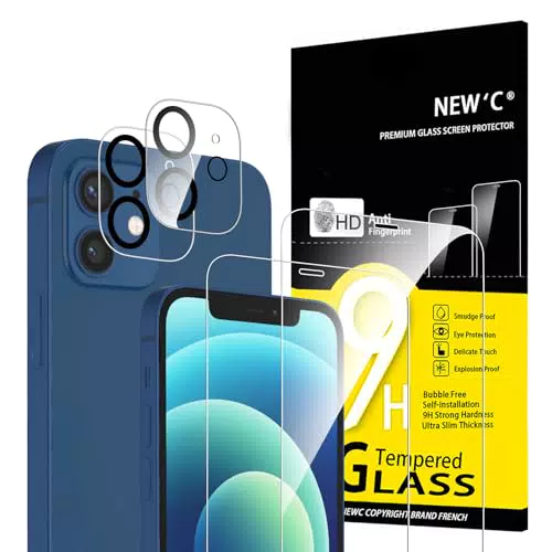 NEW'C Vetro Temperato per iPhone 12 e Protezione Fotocamera Posteriore 9H