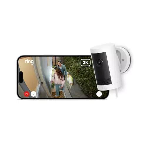 Nuova Ring videocamera esterna Plus plug-in, 2K con Ring Vision I videocamera esterna di sicurezza fai-da-te