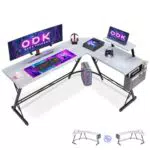 ODK Scrivania Angolare Gaming con Supporto per Monitor e Porta Cuffie