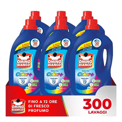 Omino Bianco Detersivo Lavatrice Liquido Color+, 300 Lavaggi, Tecnologia Salva Colori