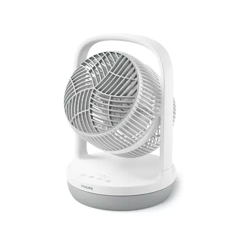 Philips Ventilatore da tavolo Serie 2000. Potente e ultra-silenzioso. 23 dB. Circolatore d'aria. Inclinazione regolabile di 180°.Timer 12 ore. Per camera da letto