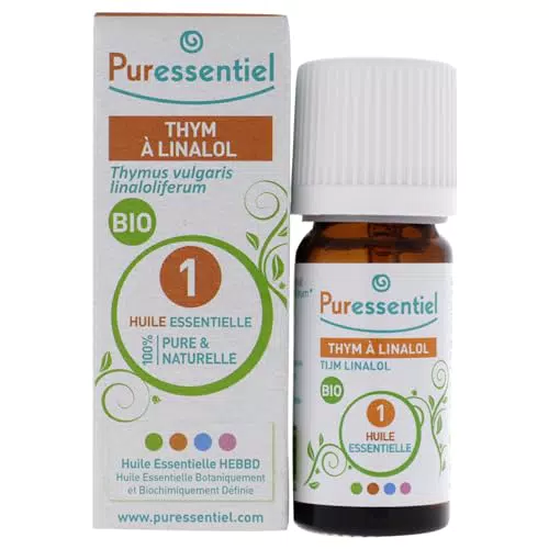 Puressentiel - Olio Essenziale di Timo a Linalolo - 100% Puro e Naturale - OEBBD - Da Agricoltura Biologica - Vegan e Cruelty Free - 5 ml