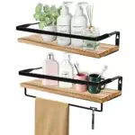 QINERSAW Mensola Galleggiante in Legno Rustica per Doccia e Cucina