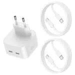 QZIIW Caricatore rapido USB C 35W con cavi USB C per iPad Pro e iPad Air