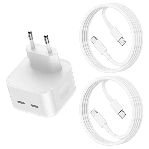 QZIIW Caricatore rapido USB C 35W con cavi USB C per iPad Pro e iPad Air