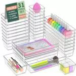 Radikor Organizer Cassetti Impilabile in Plastica Trasparente per Bagno e Cucina