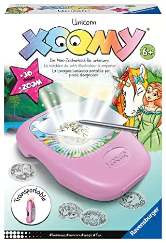 Ravensburger - XOOMY Midi, Unicorn, Tavolo da Disegno Portatile con Proiettore Luminoso