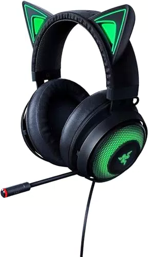 Razer Kraken Kitty - Cuffie USB con Orecchie da Gatto Razer e Chroma Illuminazione Reattiva allo Streaming Nero