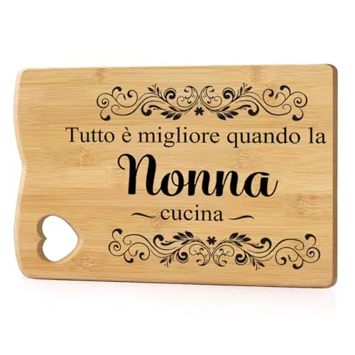 Tagliere in Bambù Inciso per Nonni - Regalo Perfetto per Festa della Mamma e Compleanno