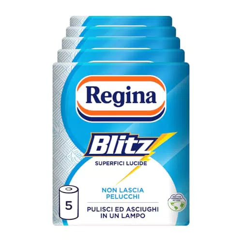 Regina Blitz Carta Casa, Confezione da 5 Rotoli, 500 Maxi Fogli a 3 Veli