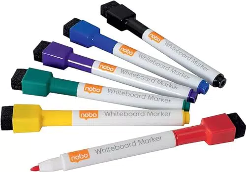 Rexel Set da 6 Mini Pennarelli per Lavagna a Punta Fine da 2 mm