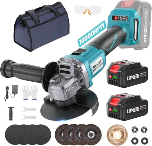 SEESII Smerigliatrice Angolare a Batteria 125mm con Motore Brushless 10.000 Giri/min