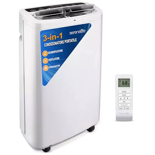 SereneLife Condizionatore Portatile 3-in-1 con Deumidificatore e Ventilatore