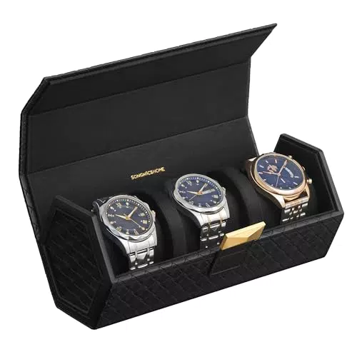 SONGMICS HOME Collezione RONNE - Porta Orologi da Viaggio 3 Posti