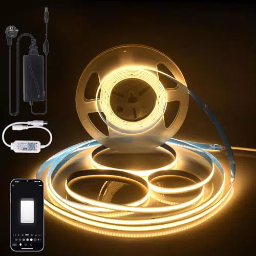 COB Striscia LED WiFi Dimmerabile 5M con Alimentatore, Controllo APP compatibile Alexa/Google Home