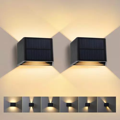 T-SUN 2 Pezzi Lampada Solare da Esterno, 3000K Applique da Esterno Solare