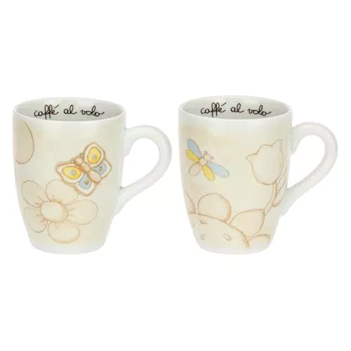 THUN Set Mug in Porcellana Elegance con Piattini, Idea Regalo Cucina