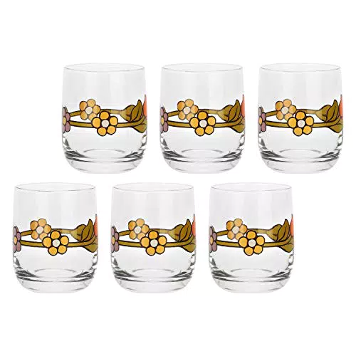 THUN - Set 6 Bicchieri in Vetro Country con Fiore e Tulipano - 270ml