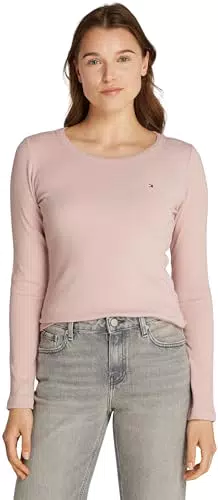 Tommy Hilfiger Maglietta Donna Maniche Lunghe Slim Scollo Rotondo