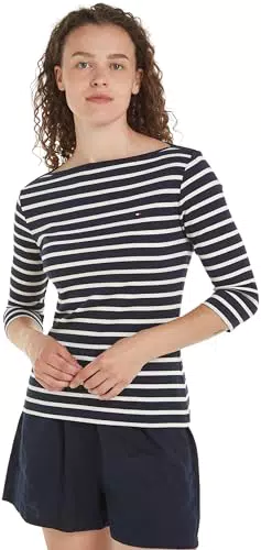 Tommy Hilfiger Maglietta Slim Boat a Maniche Lunghe per Donna