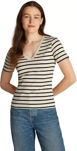 Tommy Hilfiger T-shirt Slim Cody V-Neck Maniche Corte Donna