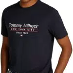 Tommy Hilfiger Uomo T-shirt Maniche Corte Center Stack Tee con Scollo Rotondo