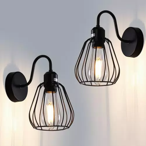 TYhogar Applique da Parete Vintage Industriale in Metallo E27 per Loft e Camera da Letto