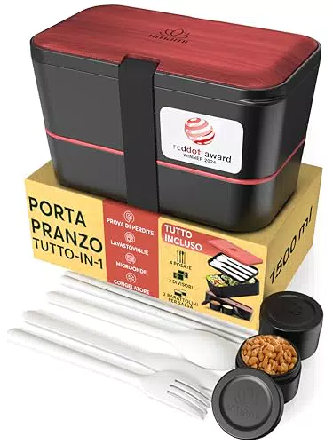Umami Lunch Box Impilabile con 4 Scomparti, Sicuro per Microonde e Lavastoviglie